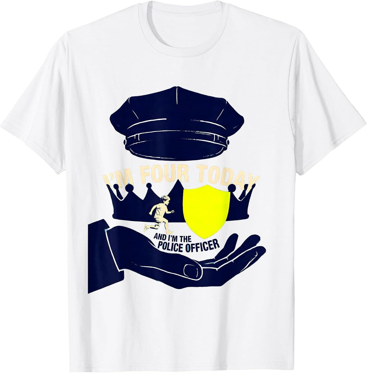 Men's I'm Four Today And I'm The Police Officer Birthday T-Shirt - White