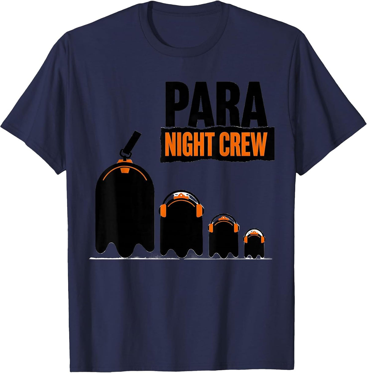 Para Night Crew Brutalist Ghost Para Paraeducator Halloween T-Shirt - Navy Blue