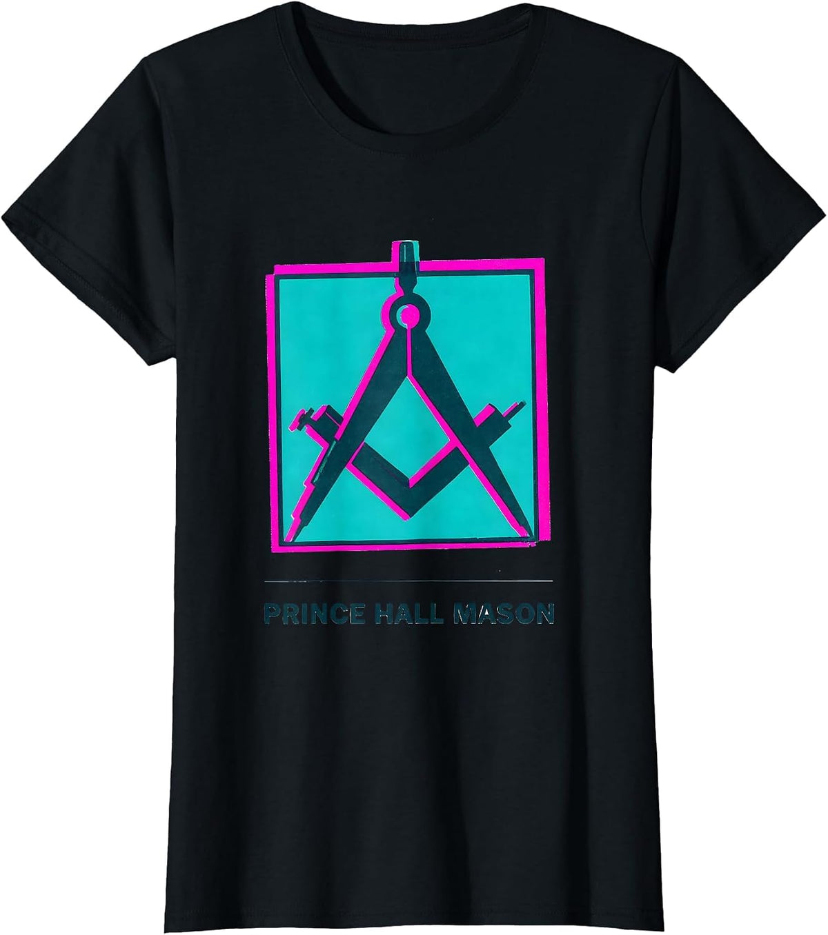 Prince Hall Mason Risograph Masonic Fraternal Pride T-Shirt - Black