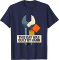This Day Was Built By Hand Quilt Patchwork Blue Collar Labor T-Shirt - Navy Blue