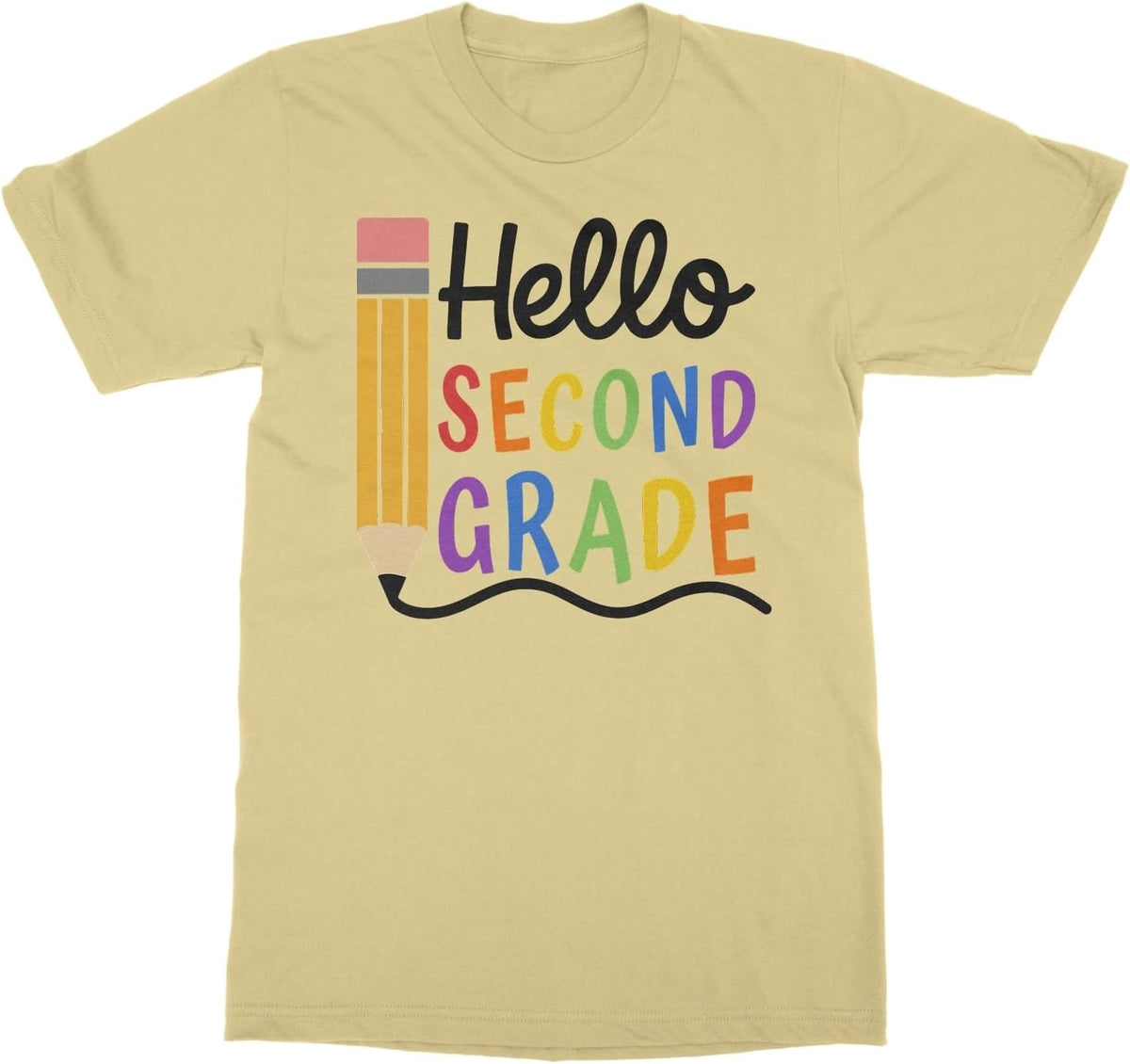 Hello Second Grade - Pencil Back to School Teacher Unisex T-Shirt - Sand