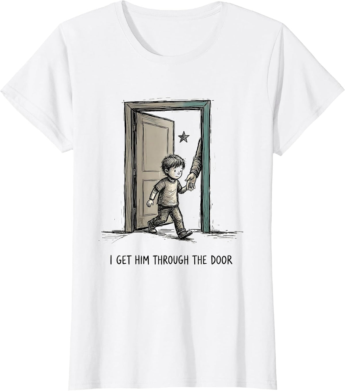 I Get Him Through The Door Funny Para Paraprofessional T-Shirt - White