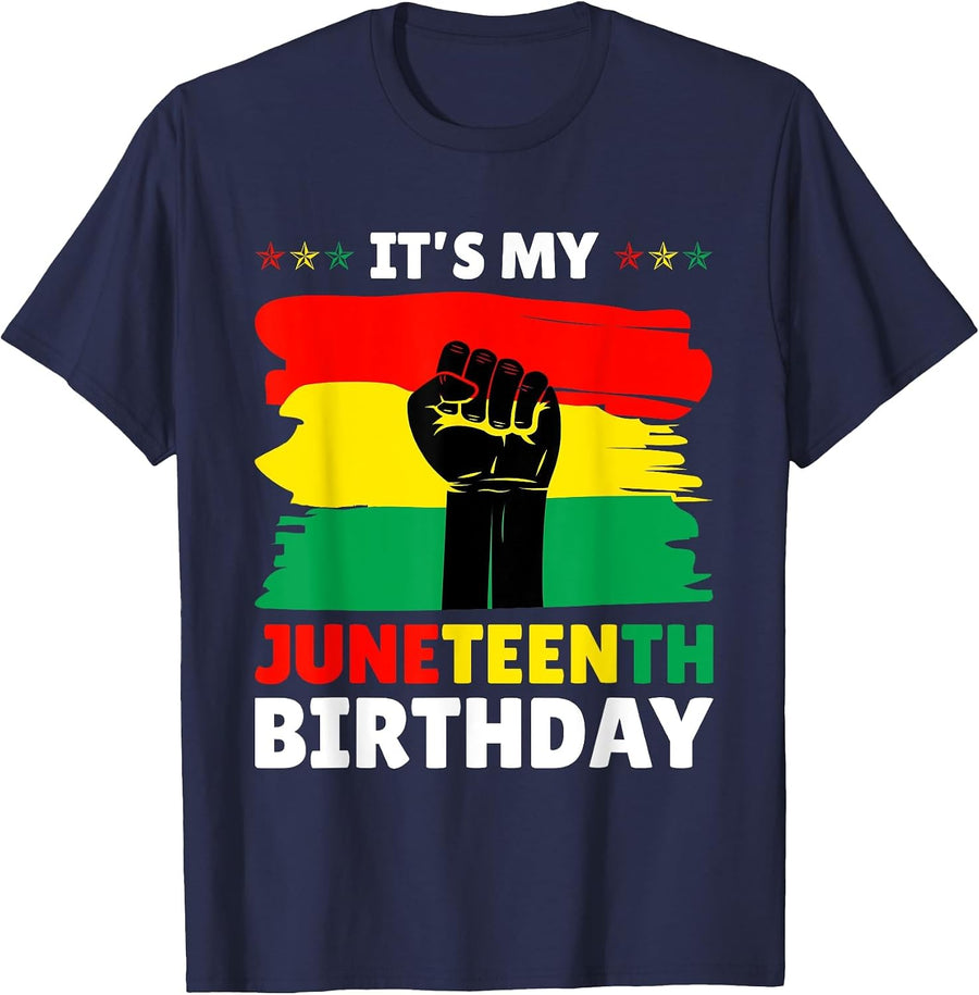 It's My Juneteenth Birthday 2024 T-Shirt - Navy Blue