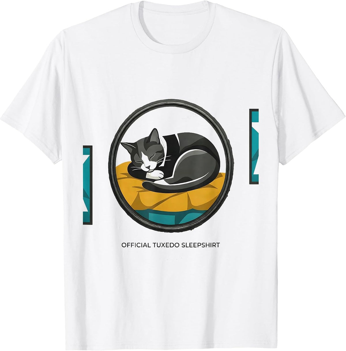 Men's Official Tuxedo Sleepshirt Cute Sleeping Cat Nap Lover T-Shirt - White