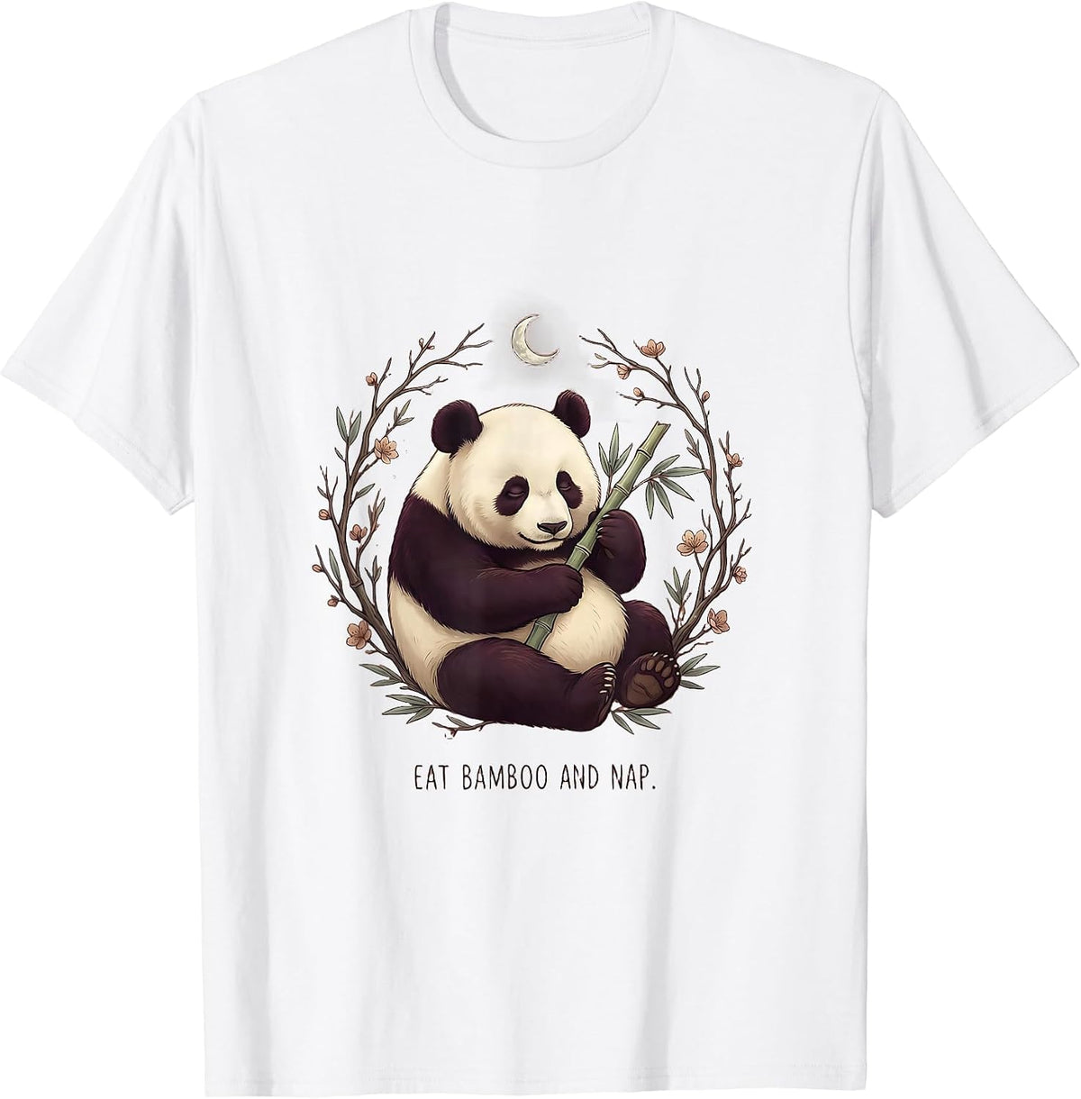 Men's Eat Bamboo and Nap Funny Panda Design T-Shirt - White