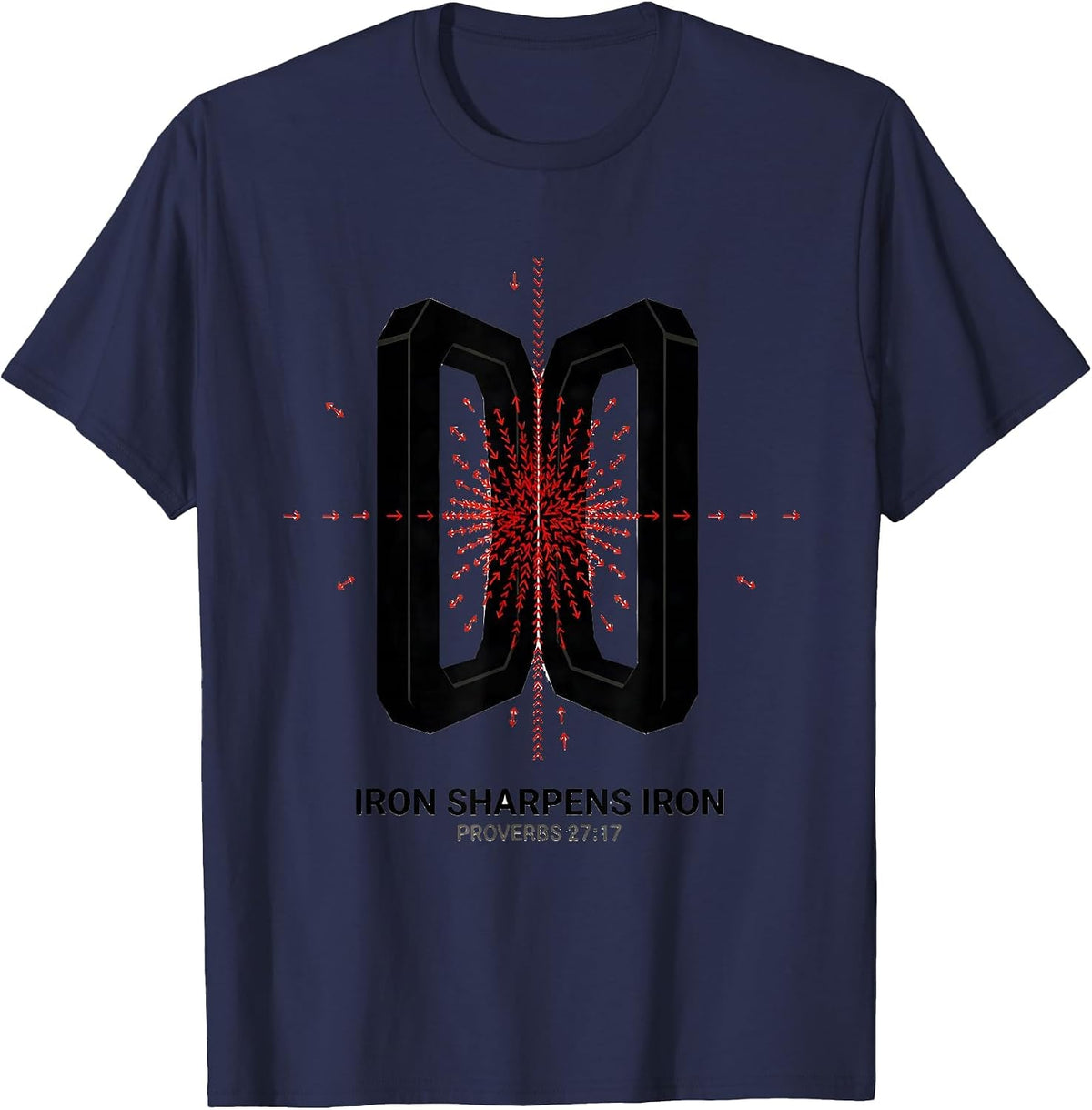 Men's Iron Sharpens Iron Proverbs 27:17 Christian Men Gym Workout T-Shirt - Navy Blue
