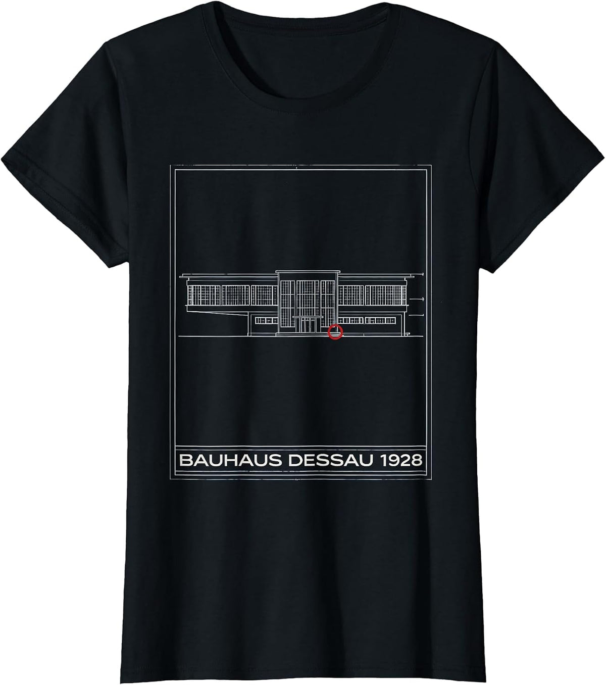 Bauhaus Dessau 1928 Technical Blueprint Art History T-Shirt - Black