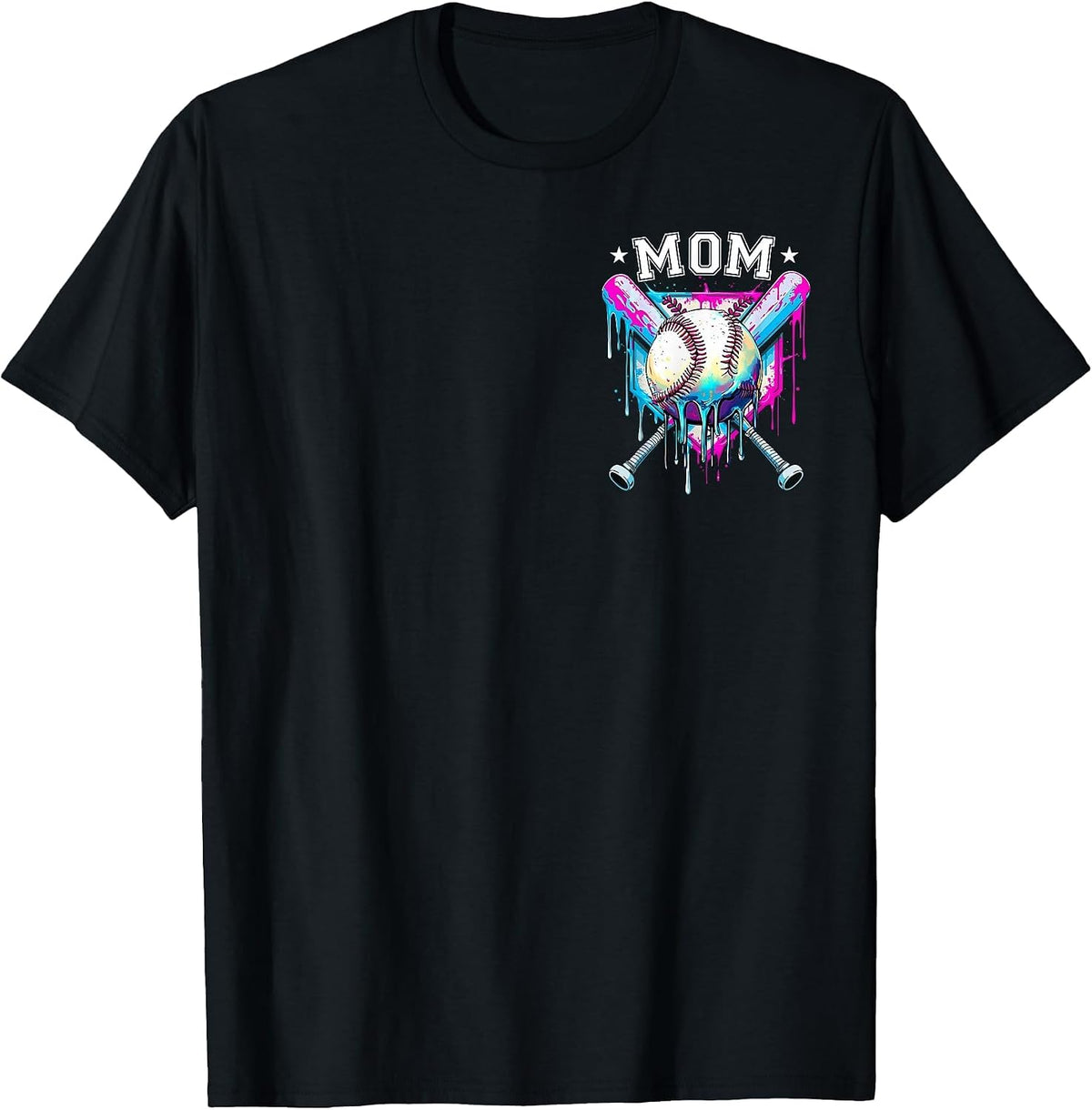 Baseball Ice Cream Drip Mom of The Birthday Boy Family T-Shirt - Black