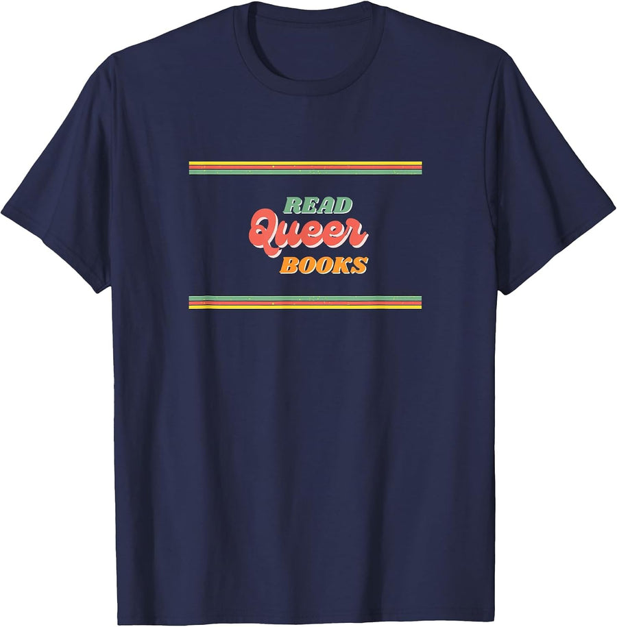 Read Queer Books Retro T-Shirt - Navy Blue