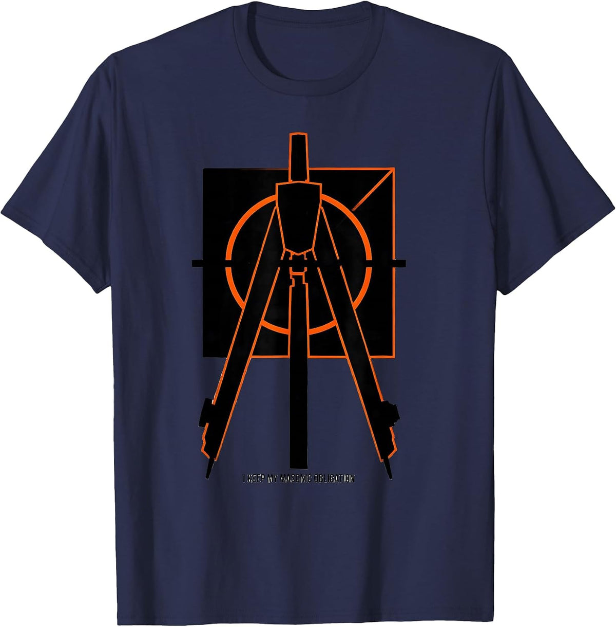 Men's I Keep My Masonic Obligation Brutalist Graphic Freemason T-Shirt - Navy Blue