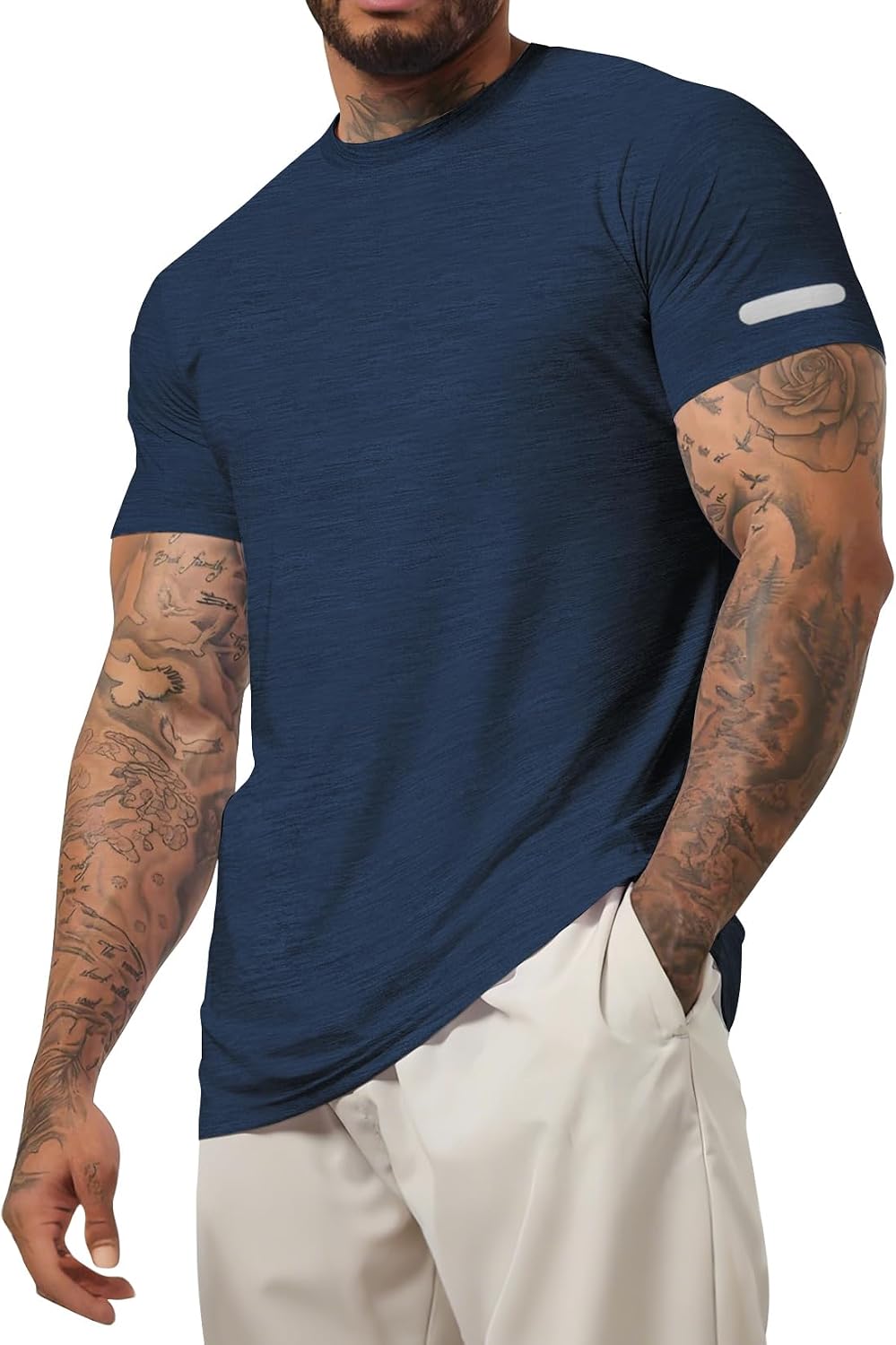 Men's Casual T Shirt Short Sleeve Classic Crew Neck T-Shirt Summer Basic Tee Shirts - Navy Blue