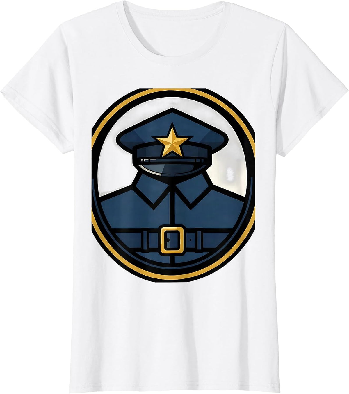 Police Officer Emblem Halloween Costume Novelty T-Shirt - White
