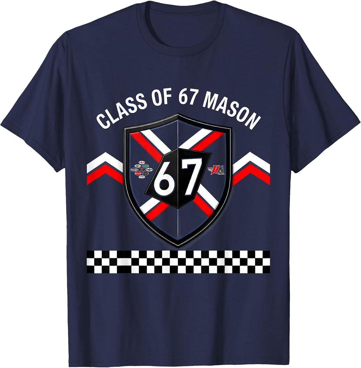 Men's Class of 67 Mason Graduation Design T-Shirt - Navy Blue