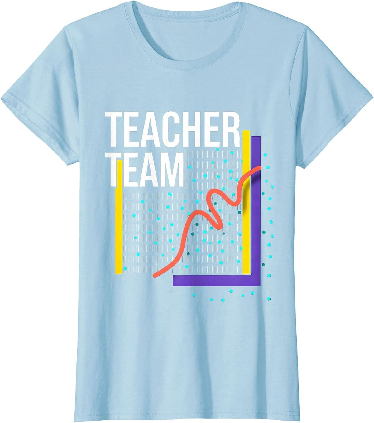 Teacher Team Memphis Postmodern Teacher Crewneck T-Shirt - Baby Blue