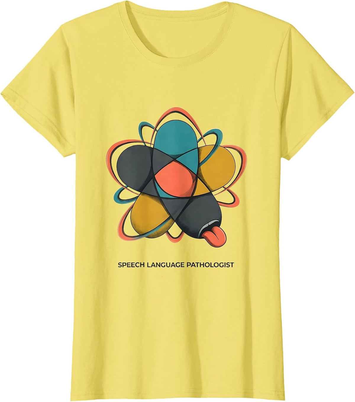 Women's Speech Language Pathologist Midcentury Modern Retro Floral T-Shirt - Lemon Yellow