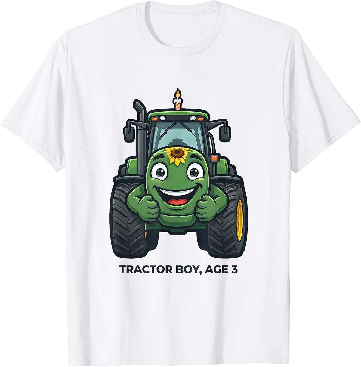 Men's Tractor Boy Age 3 Toddler Birthday Farm Tractor Lover T-Shirt - White