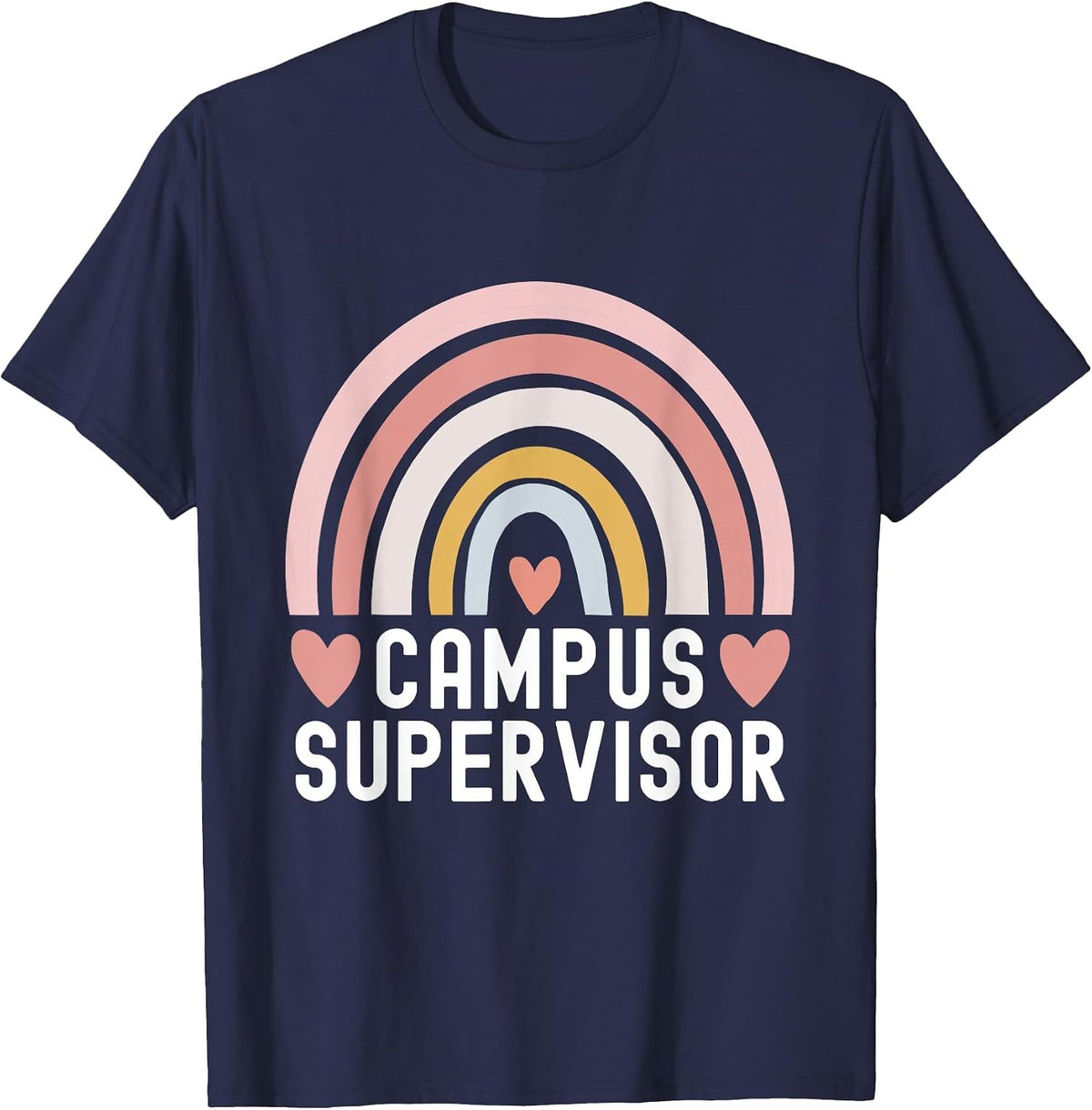 Campus Supervisor Rainbow Heart Cleaning Housekeeper Janitor T-Shirt - Navy Blue