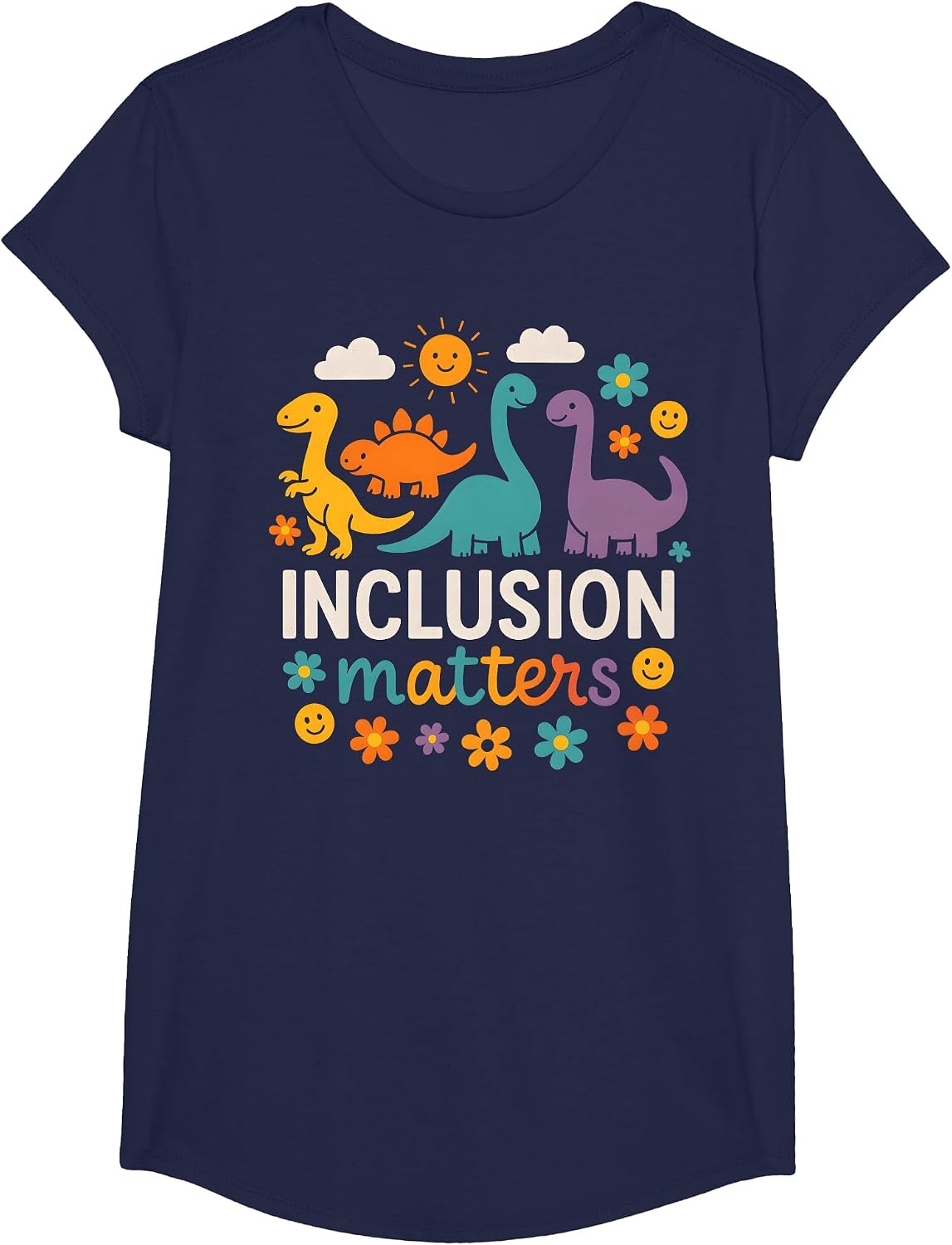 Inclusion Matters Special Education Hope Diversity Teacher T-Shirt - Girls Navy Blue