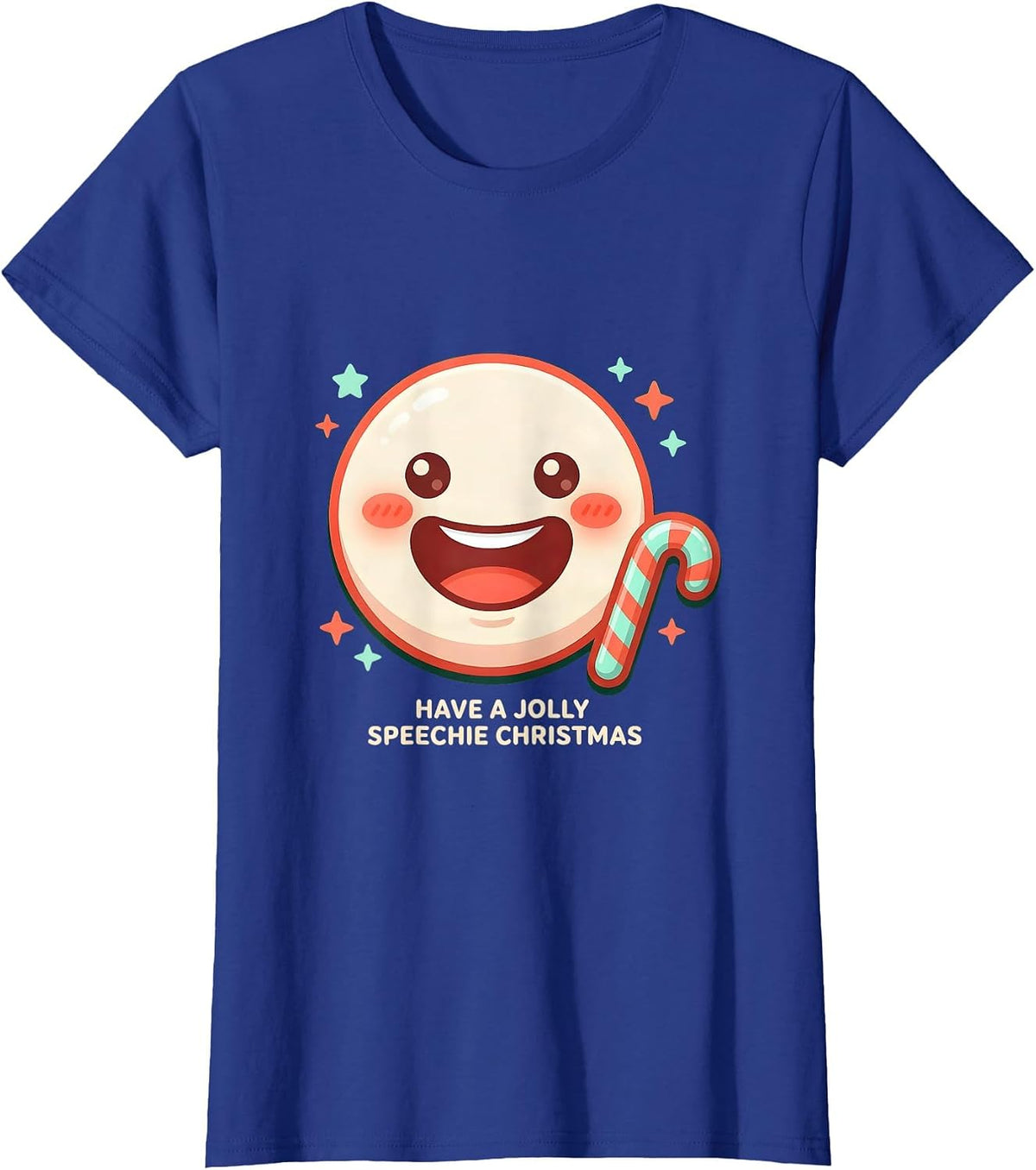 Women's Have a Jolly Speechie Christmas Cute Kawaii SLP Therapist T-Shirt - Royal Blue