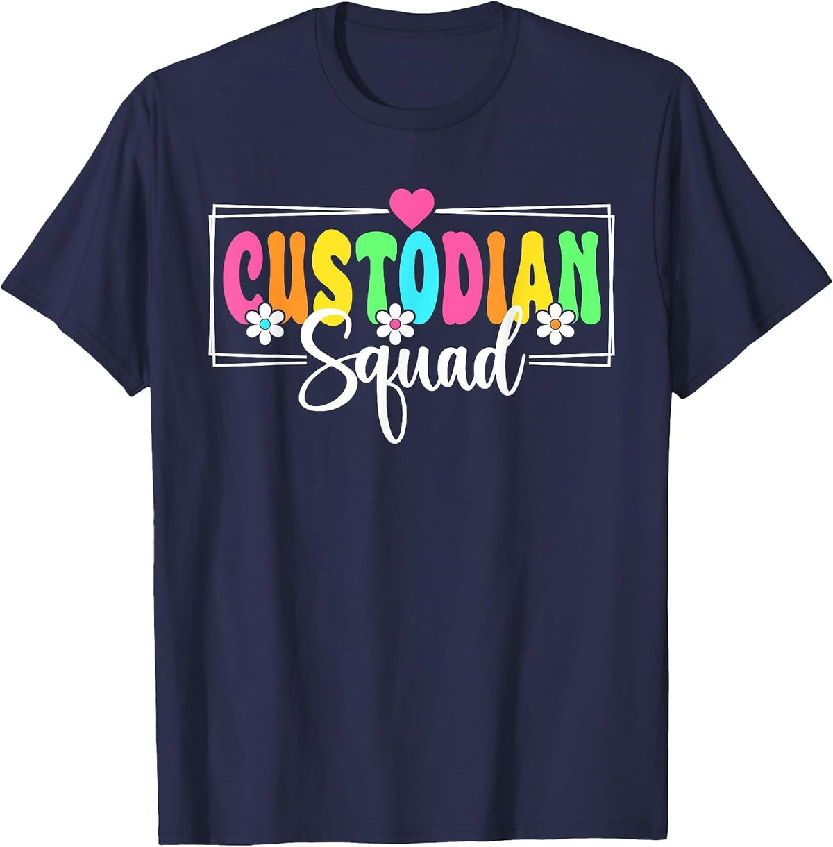 Custodian Squad Back to School Teachers Students T-Shirt - Navy Blue
