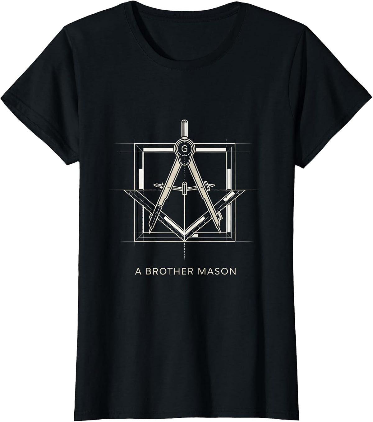 A Brother Mason Minimalist Masonic Square And Compass T-Shirt - Black