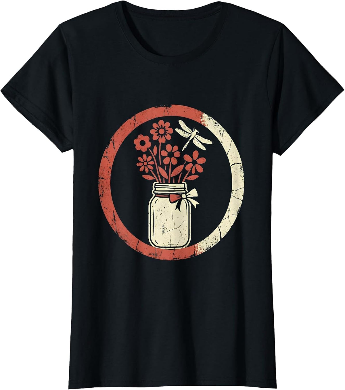 Jesus and America Mason Jar Wildflowers Design T-Shirt - Black