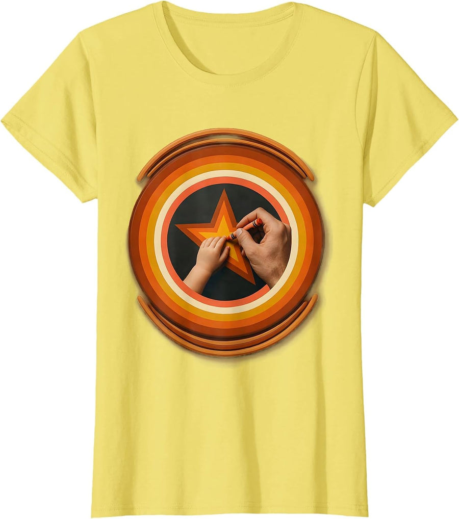 Women's Special Education Teacher Guiding Hand Drawing Star T-Shirt - Lemon Yellow