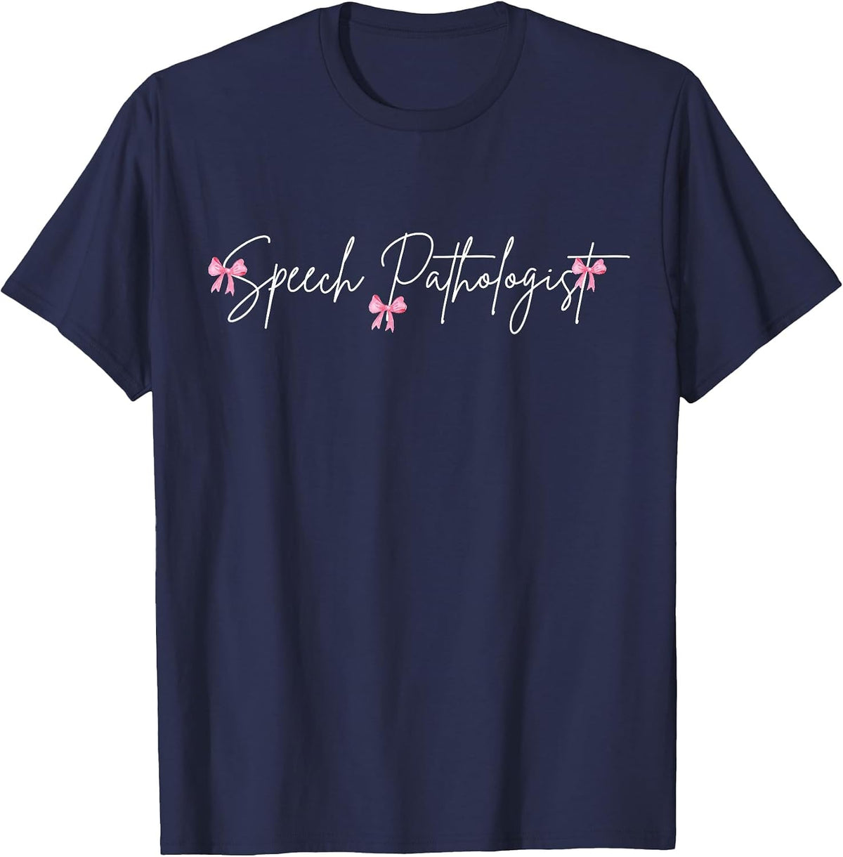 Coquette Bow Speech Language Pathologist SLP Women T-Shirt - Navy Blue
