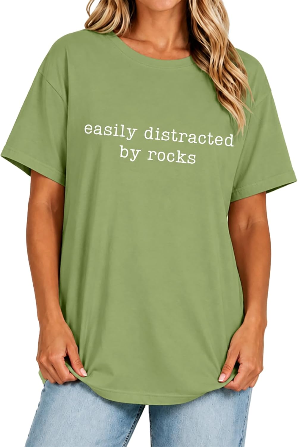 Easily Distracted By Rocks Shirt,Easily Distracted T-Shirt,Rocks Shirt - Crewneck Green