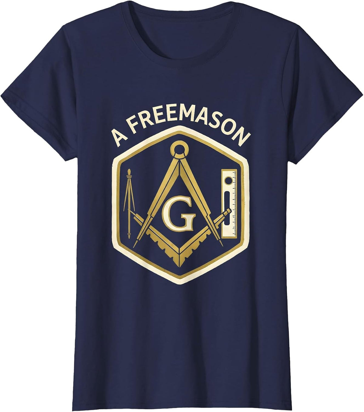 Women's A Freemason Masonic Square And Compass Emblem Fraternal T-Shirt - Navy Blue