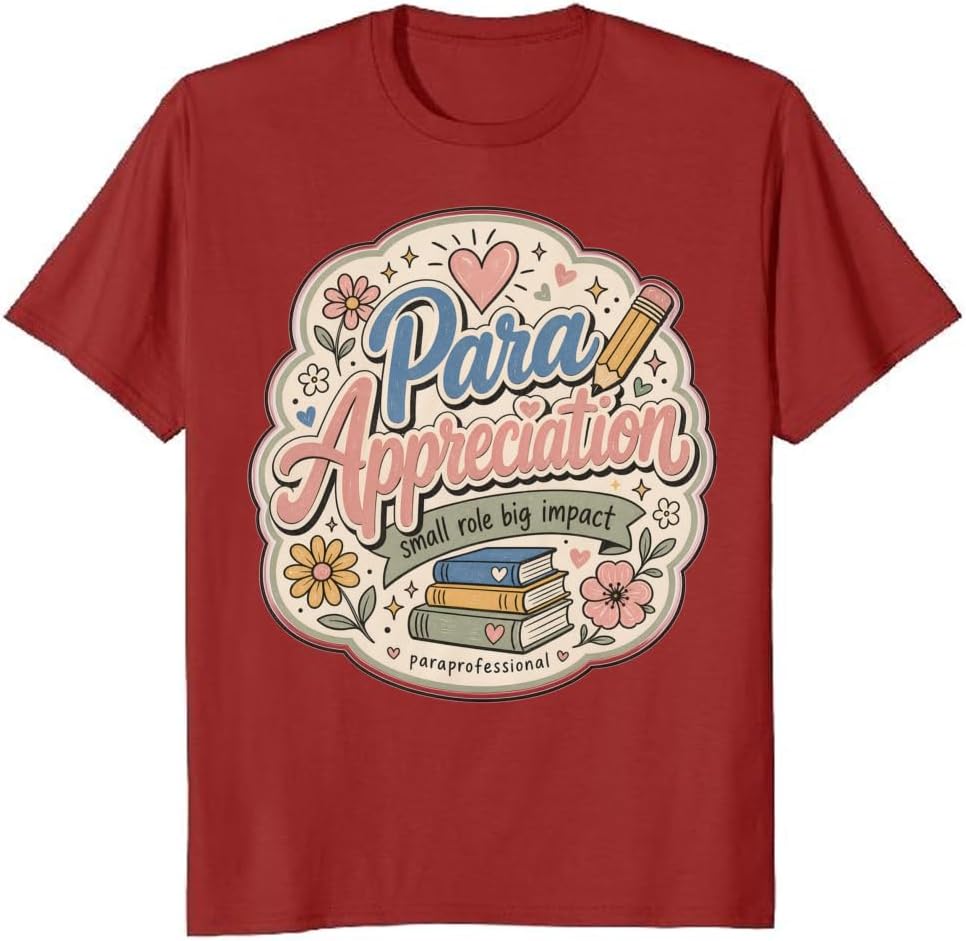School Paraprofessional T-Shirt Appreciation Ribbon Badge Tee - S5