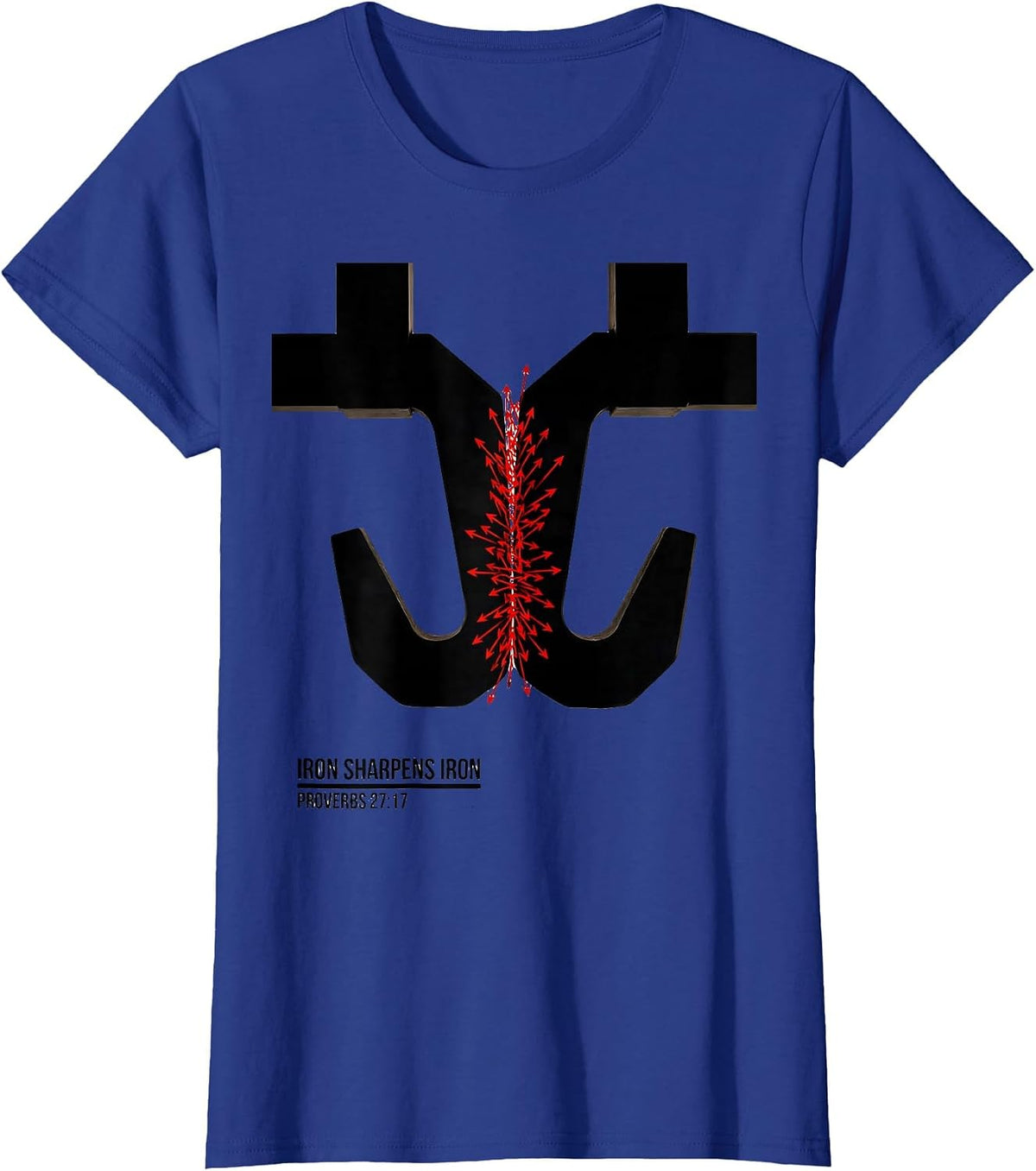 Women's Iron Sharpens Iron Proverbs 27:17 Christian Men Gym Workout T-Shirt - Royal Blue