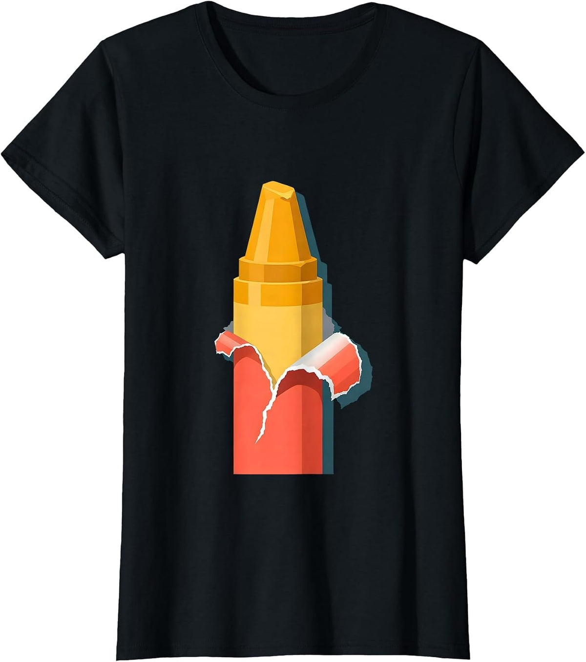 Peeled Crayon Torn Paper Label Graphic T-Shirt - Black