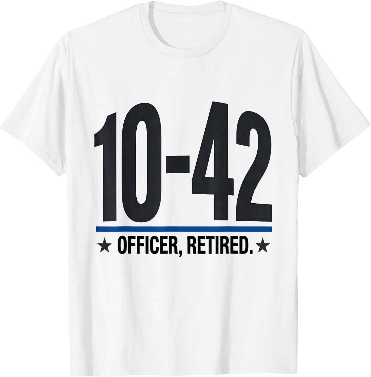 Men's 10-42 Officer Retired Thin Blue Line Police Support Tribute T-Shirt - White