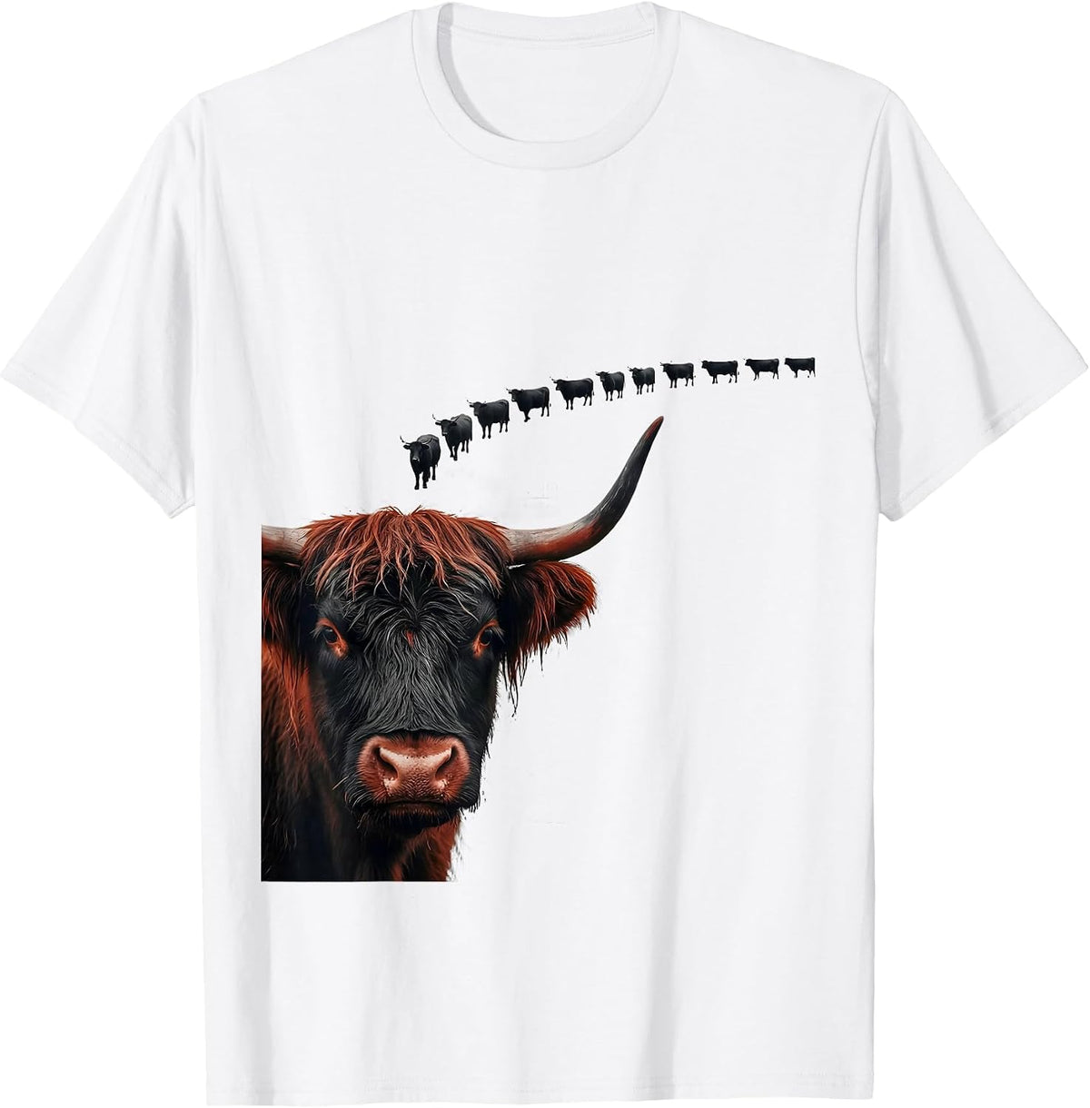 Men's Highland Cow Minimalist Farm Animal Humor T-Shirt - White