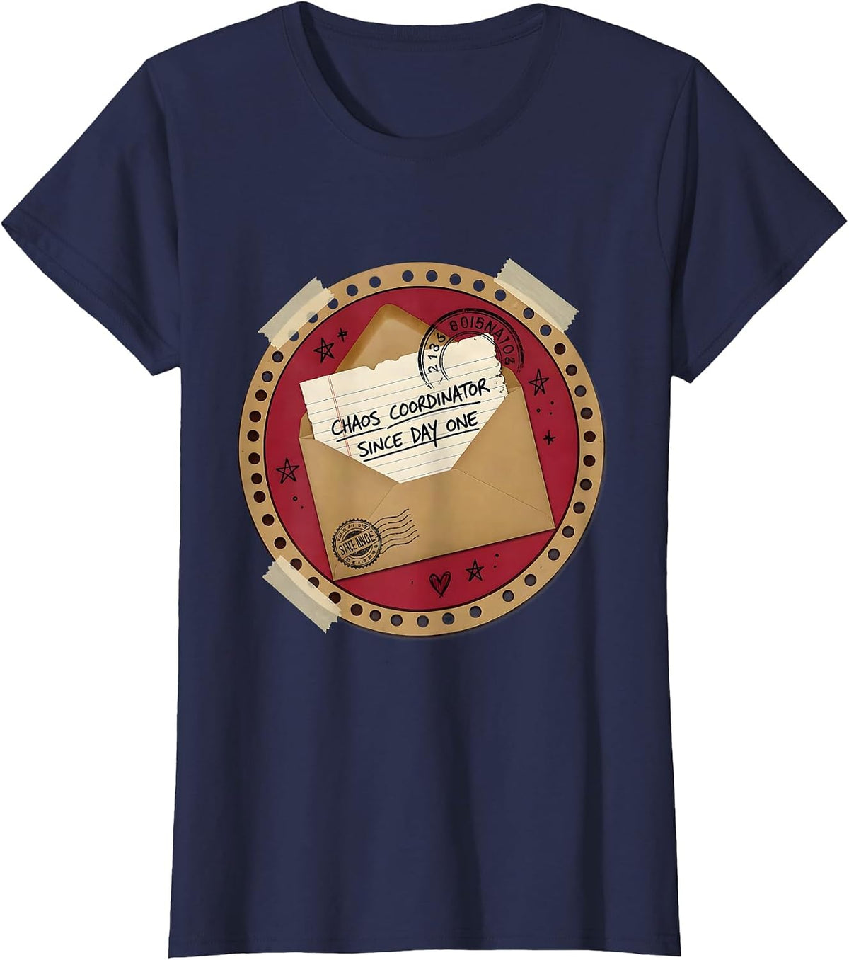 Women's Chaos Coordinator Since Day One Dad Design T-Shirt - Navy Blue