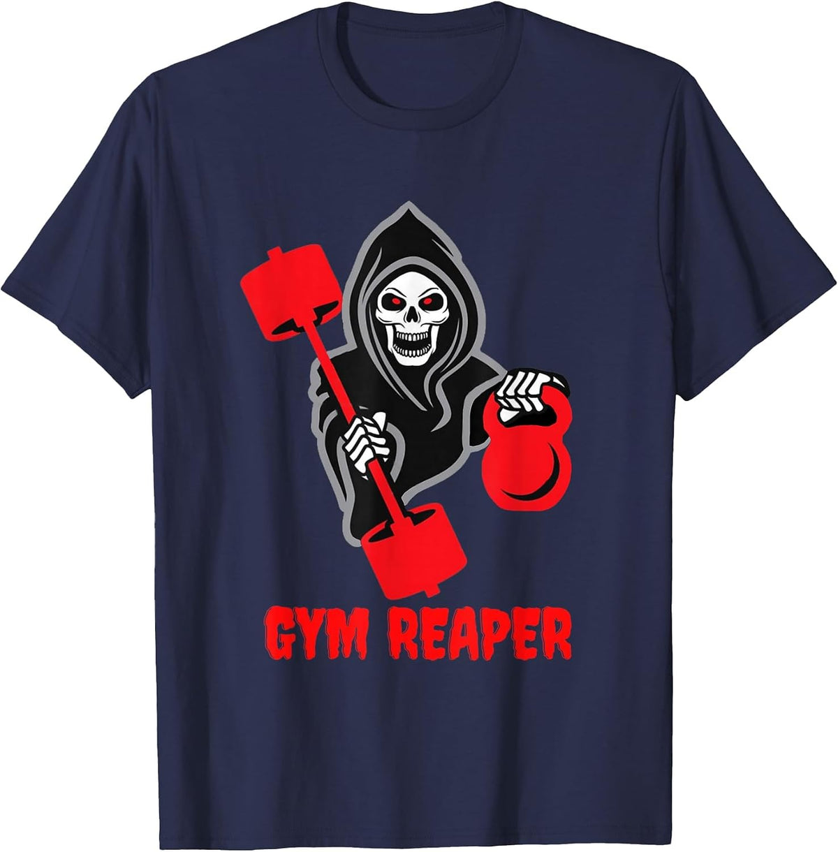 Gym Reaper Funny Halloween Workout T-Shirt - Navy Blue