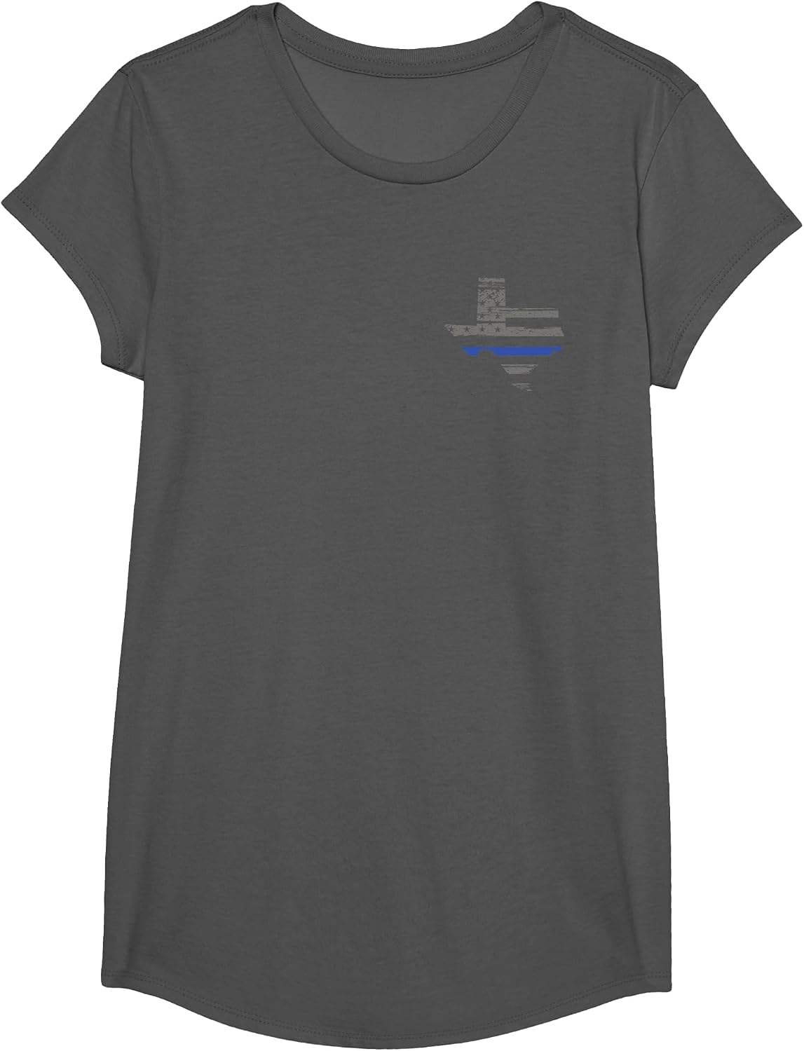 Texas Police, Law Enforcement Thin Blue Line Shirt T-Shirt - Girls Asphalt Grey