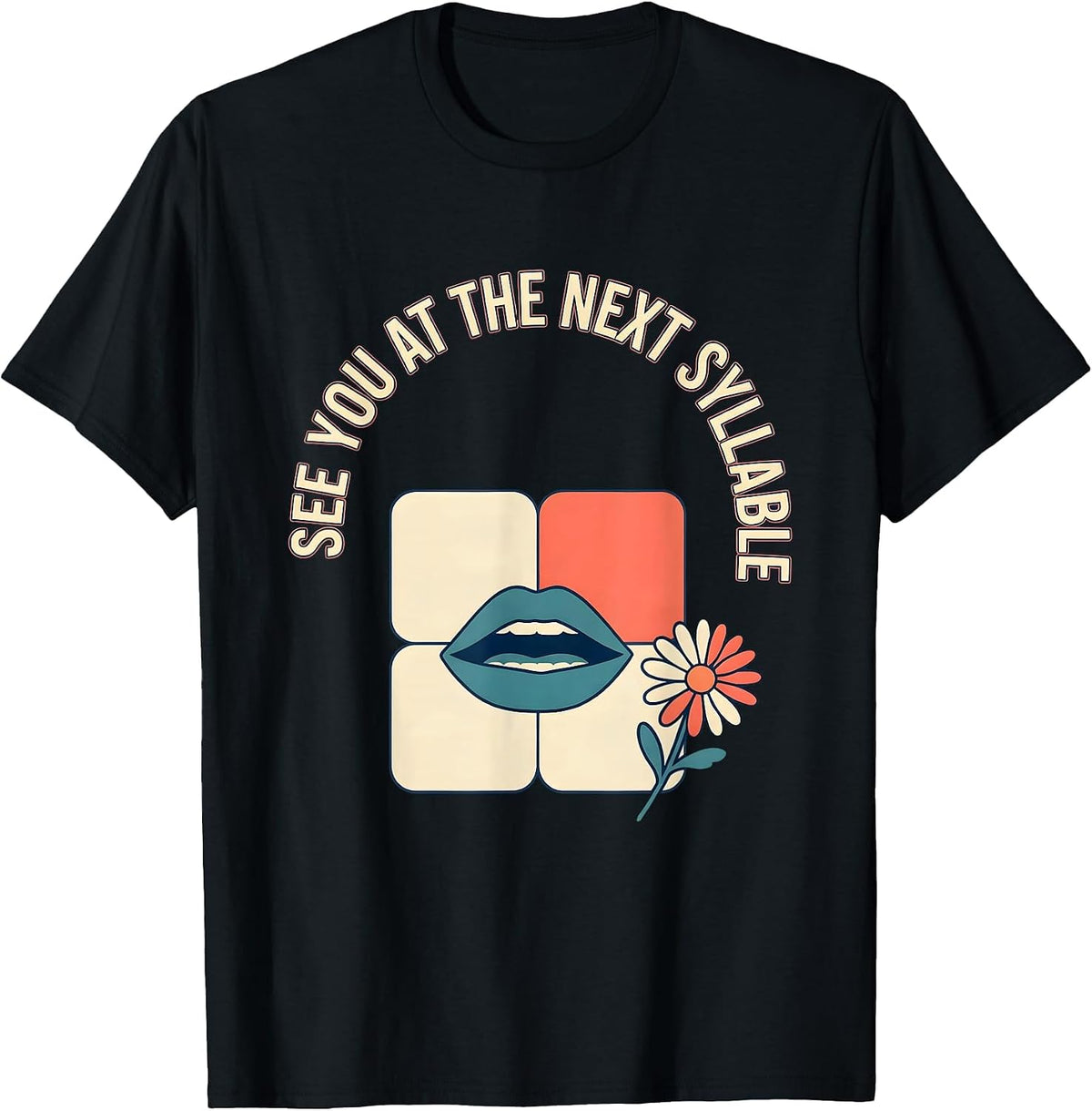 Men's See You At The Next Syllable Retro Floral Speech Language T-Shirt - Black