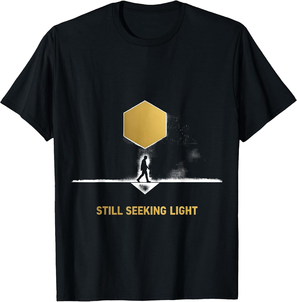 Men's Still Seeking Light Geometric Masonic Brotherhood Freemason T-Shirt - Black