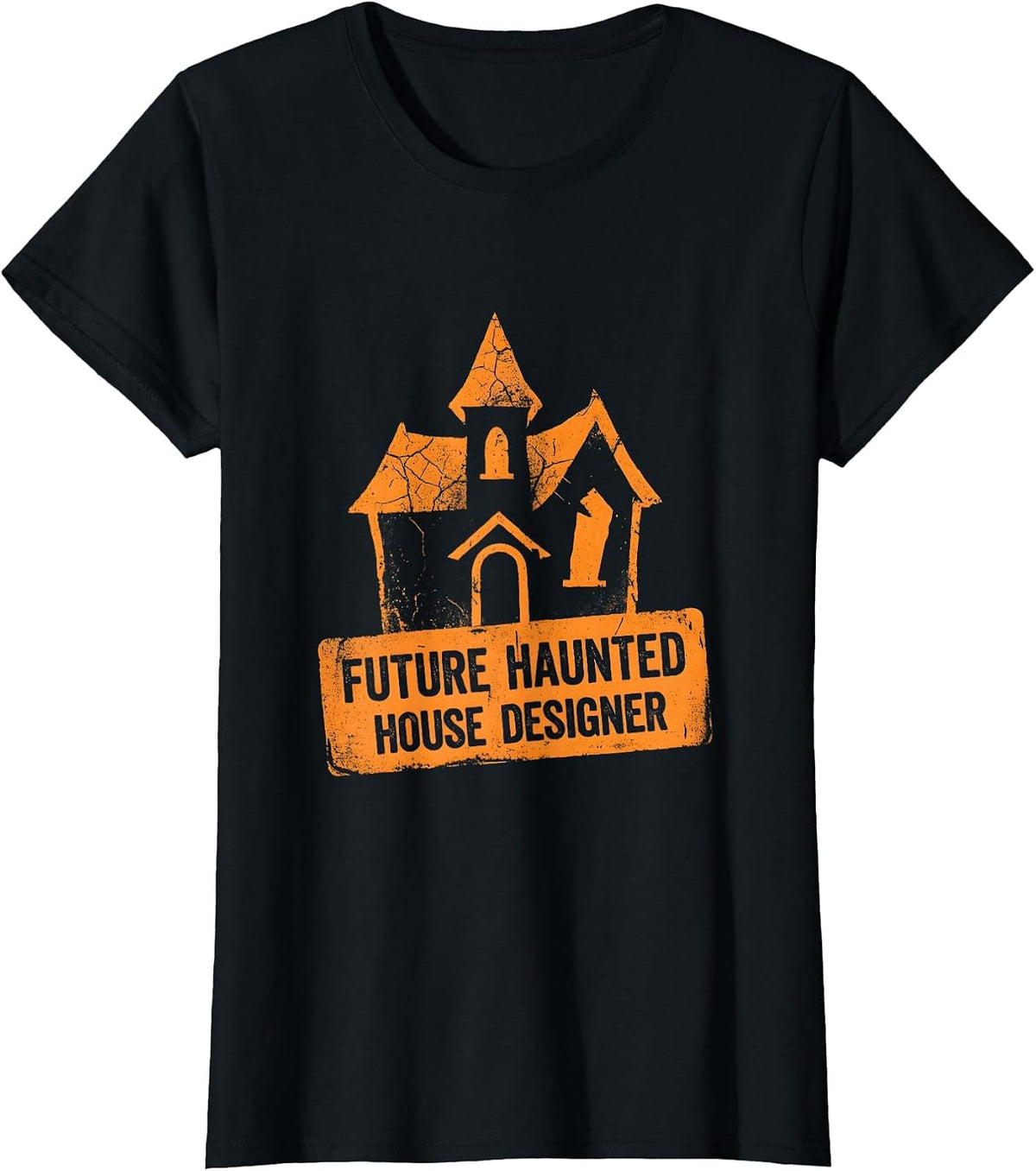 Future Haunted House Designer Boys Halloween T-Shirt - Black