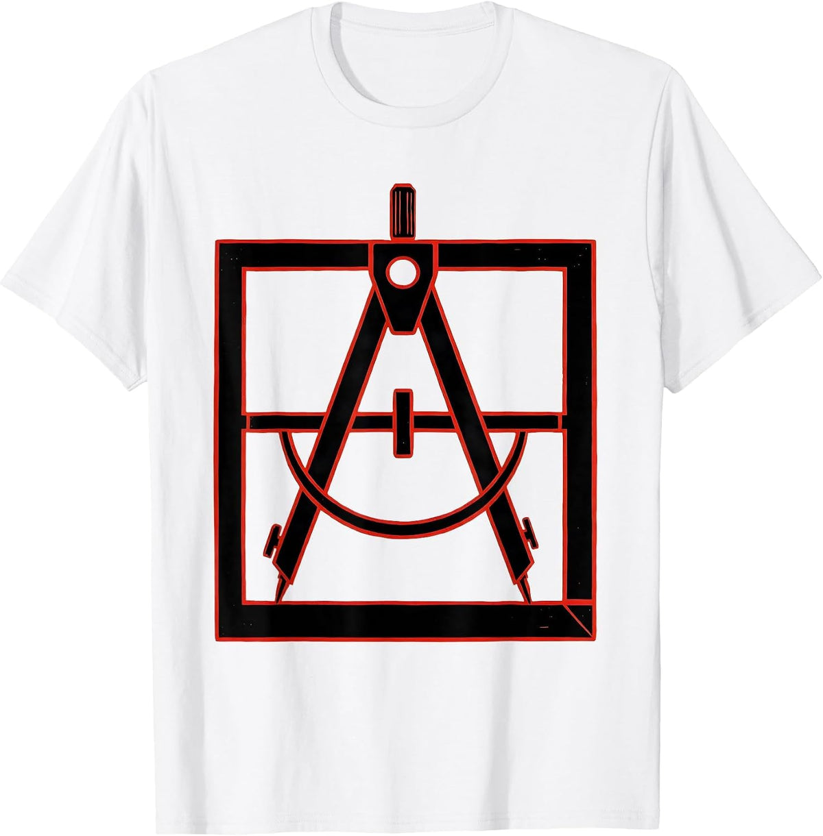 Men's Square and Compass Stencil Graphic Freemason Fraternal Pride T-Shirt - White