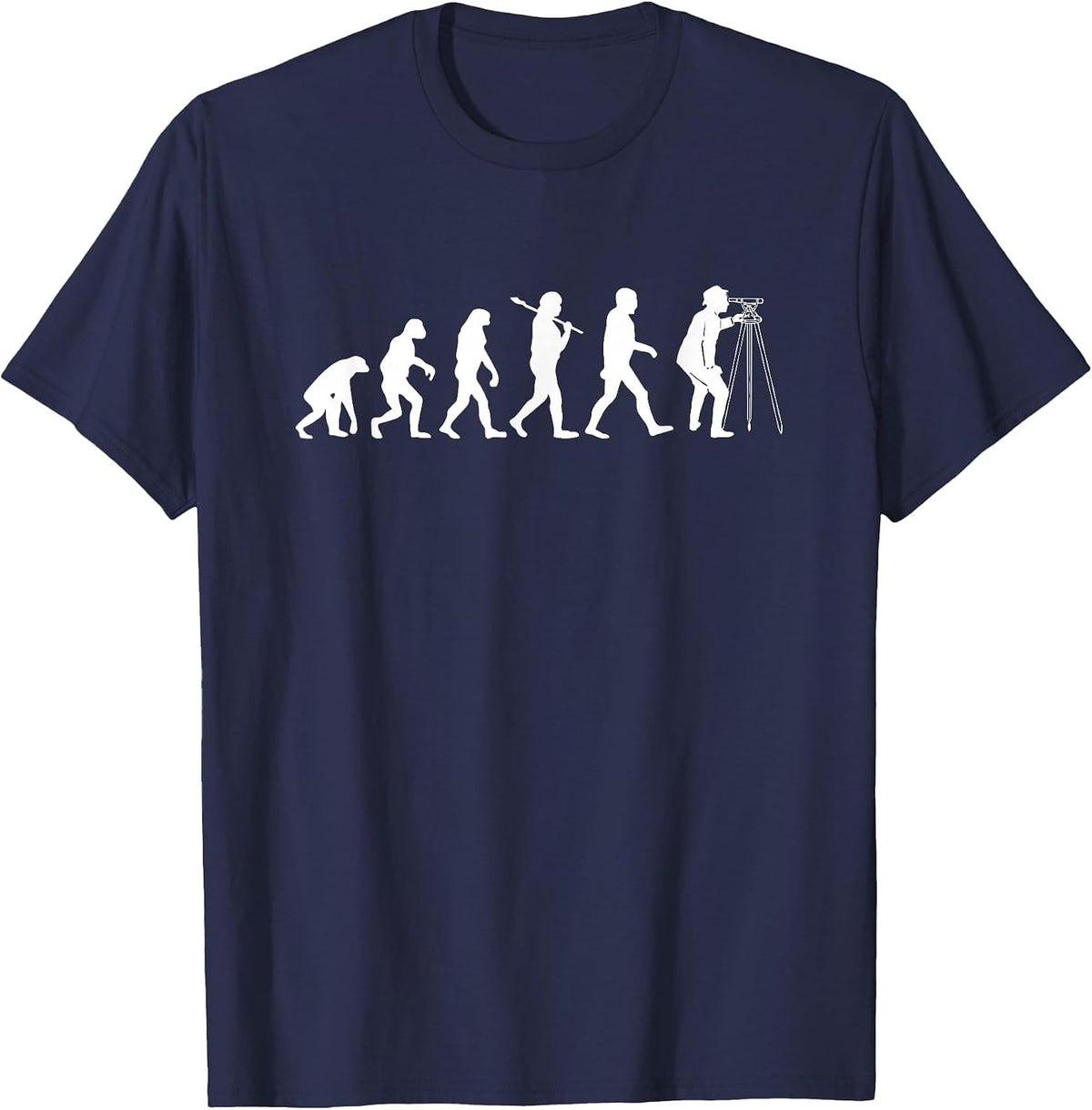 Surveyor Evolution Tshirt for Land Surveyors and Engineers T-Shirt - Navy Blue
