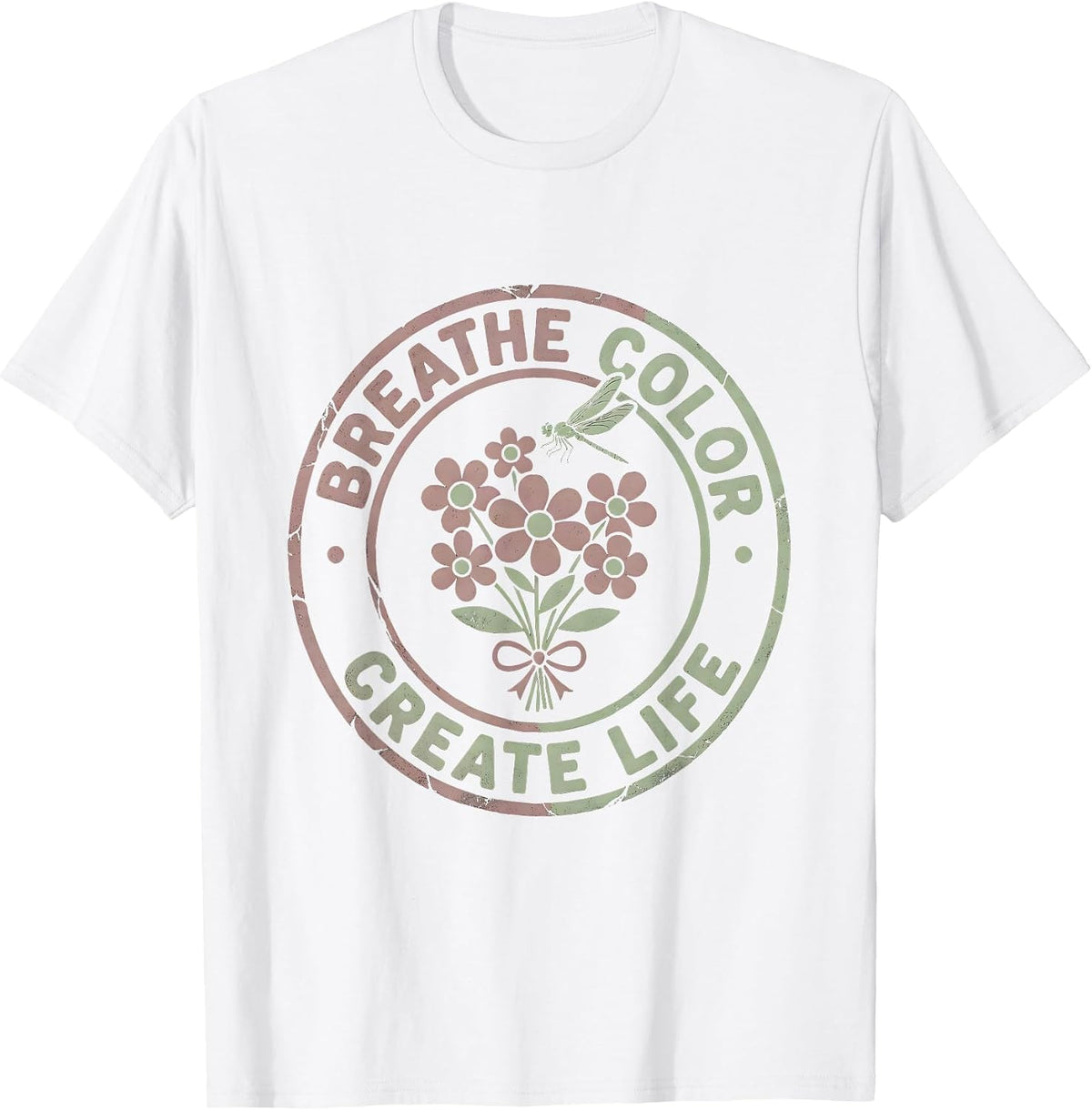 Men's Breathe Color Create Life Airbrush Art Design T-Shirt - White