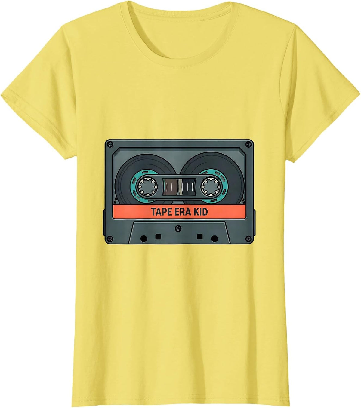 Women's Tape Era Kid Vintage Cassette Tape Hip Hop Music 80s 90s T-Shirt - Lemon Yellow