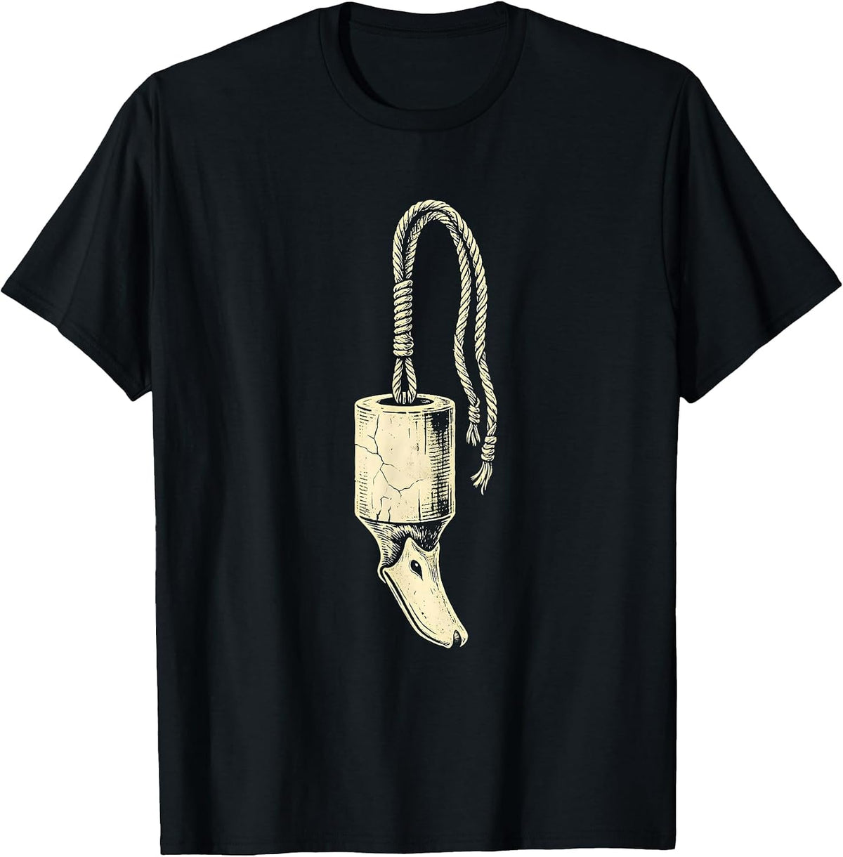 Men's Camo Lanyard Duck Call Hunting Graphic T-Shirt - Black