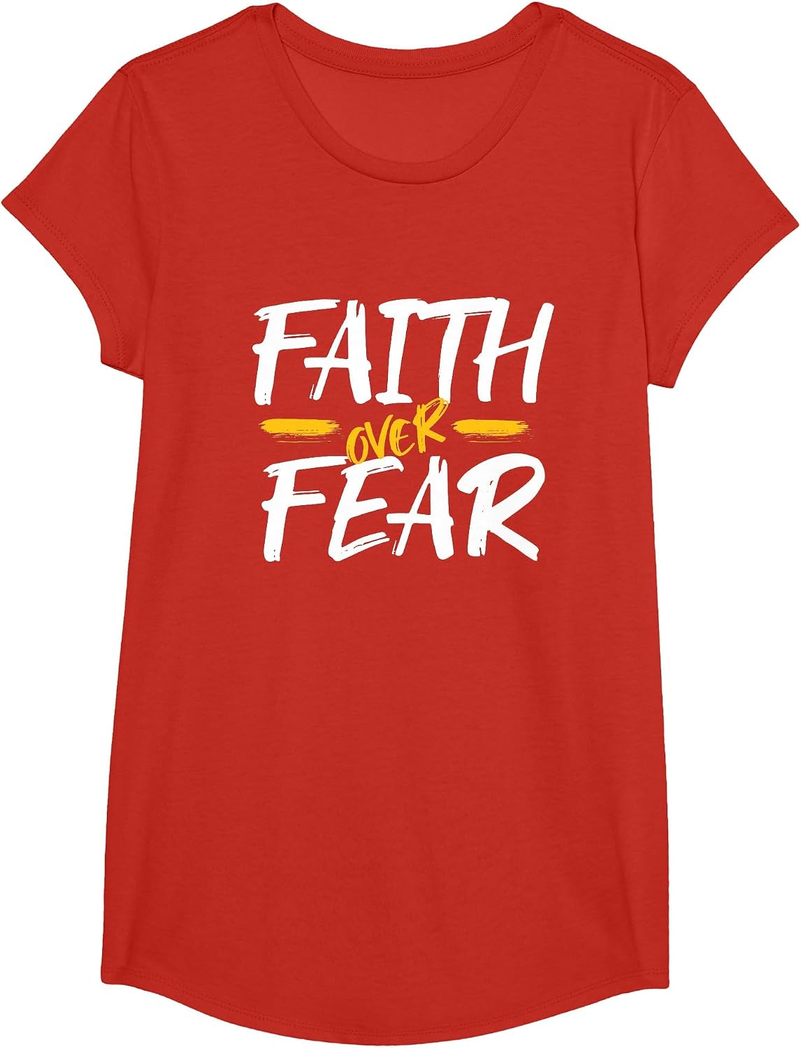 Faith Over Fear, Christian Saying T-Shirt - Girls Red