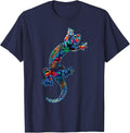Gecko Lizard Abstract Geometric Tribal Art T-Shirt - Navy Blue
