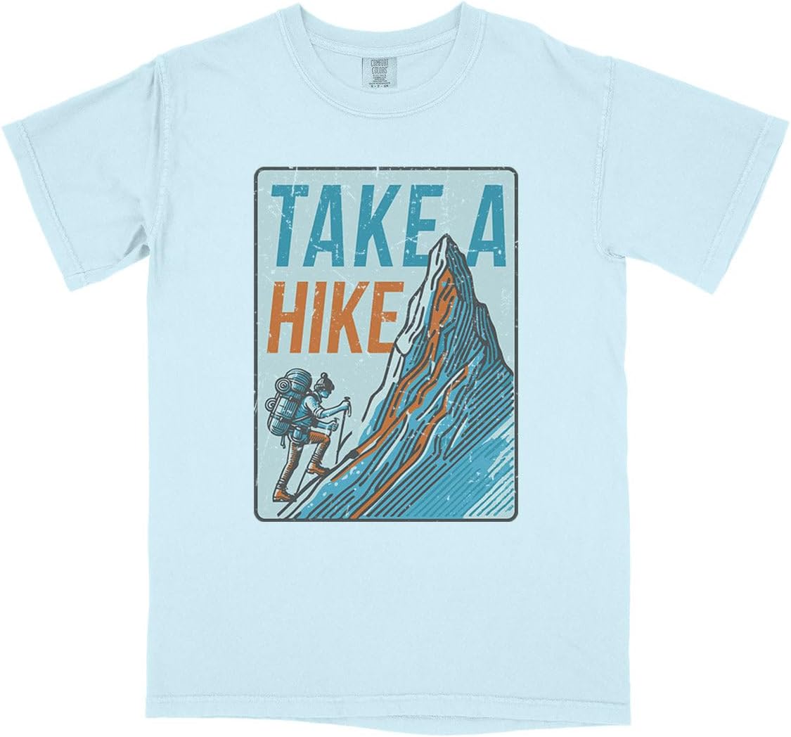 Take a Hike Mountain Comfort Colors Short Sleeve Tee Unisex - Chambray