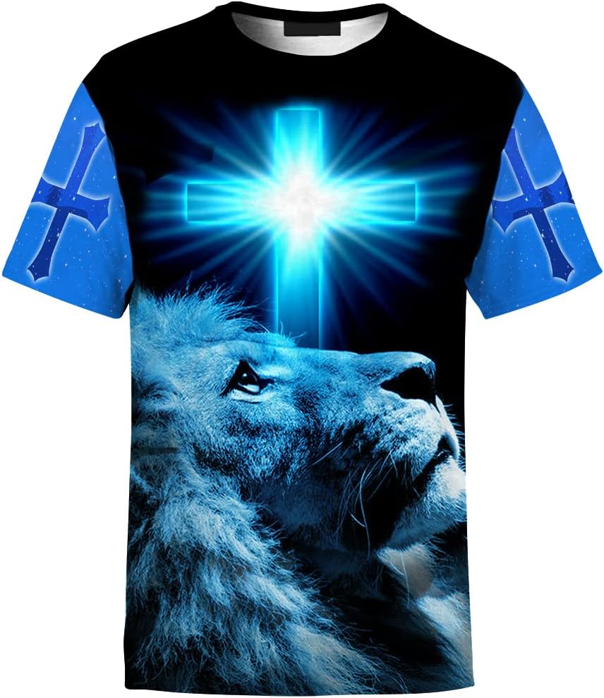 Unisex 3D Graphic T Shirts Printed Casual Short Sleeve Tee Shirt - Jesusblue